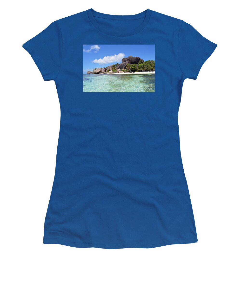 Indian Ocean Women's T-Shirt featuring the photograph Source d Argent - Paradise Beach by Thomas Schroeder