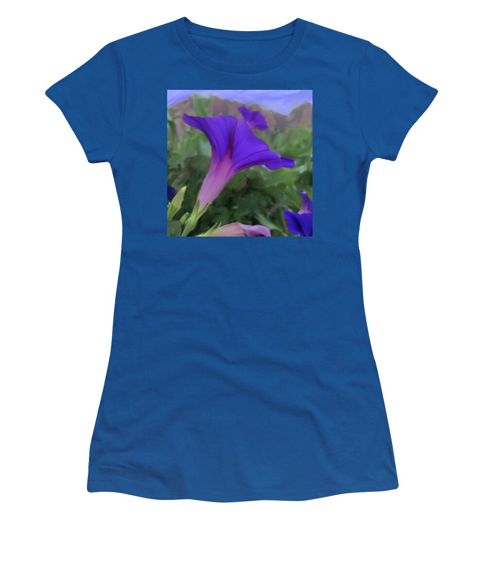 Morning Glory Women's T-Shirt featuring the mixed media Springdale Morning Glory by Jonathan Thompson