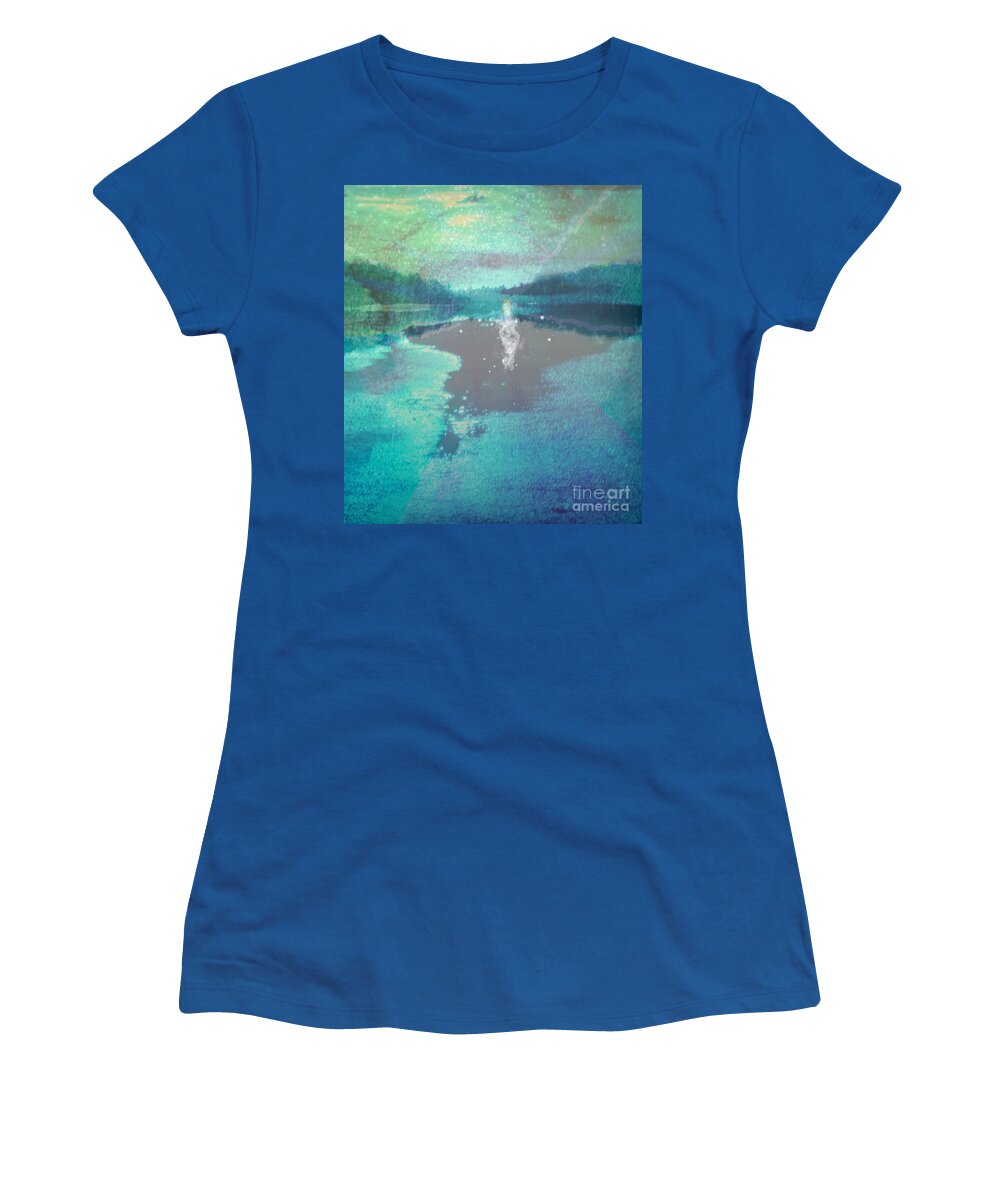 Heaven Women's T-Shirt featuring the mixed media The Visitor by Diamante Lavendar