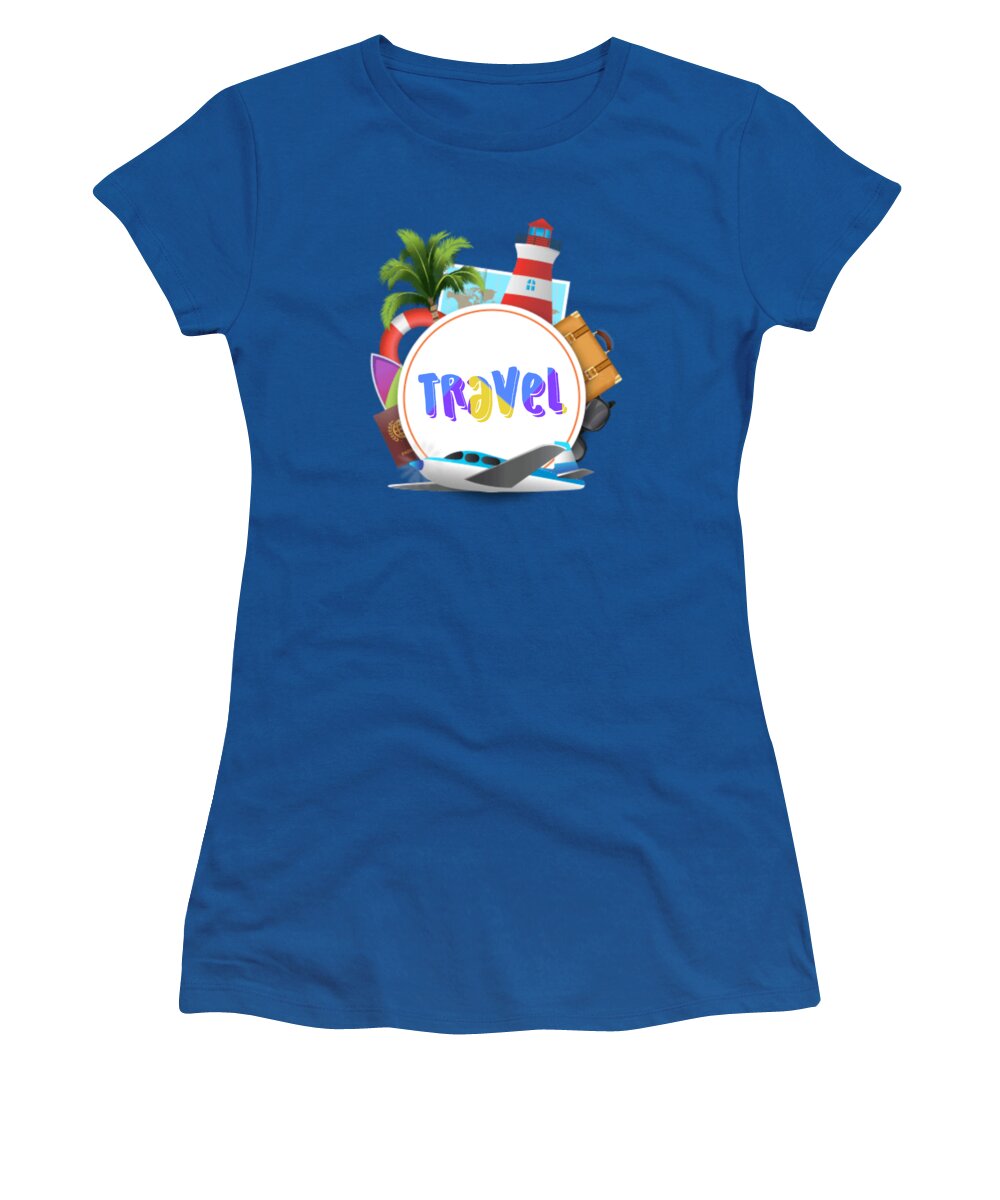 Travel Women's T-Shirt featuring the mixed media Travel world by Ize Barbosa DIAMOND IS FOREVER