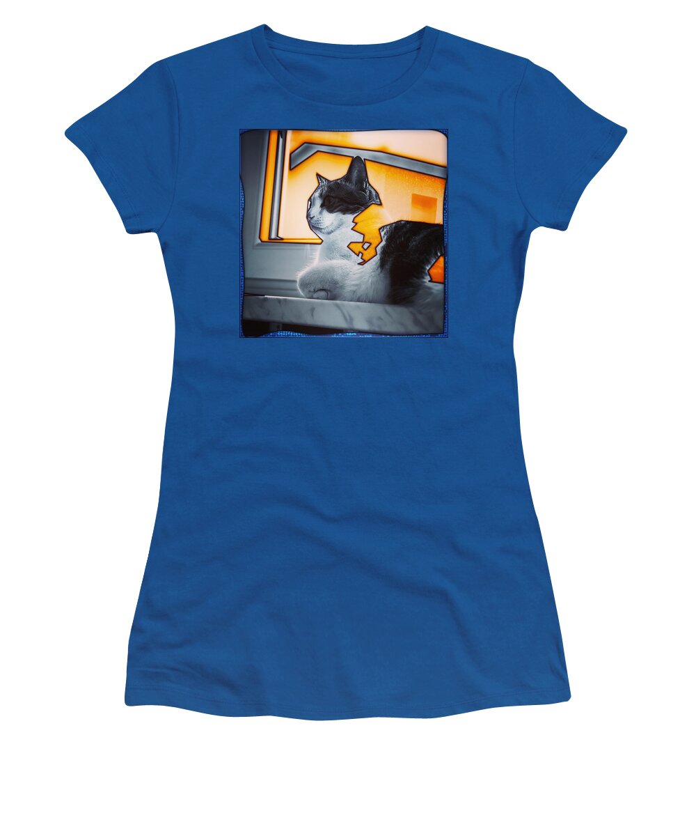 Cat Women's T-Shirt featuring the digital art 09.05.2023 - 04 #09052023 by Marko Sabotin