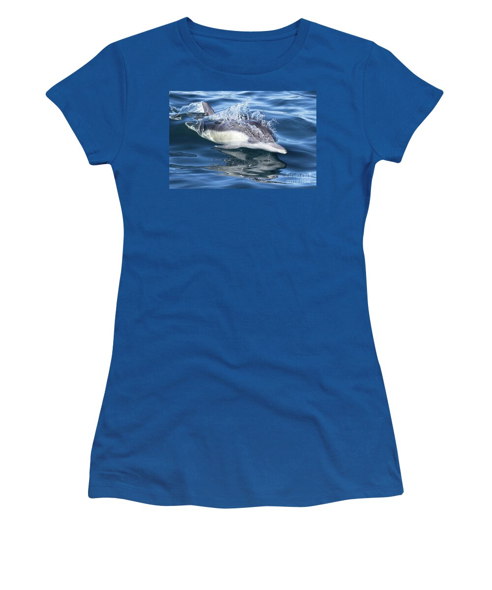 Danawharf Women's T-Shirt featuring the photograph Cruising Dolphin #1 by Loriannah Hespe