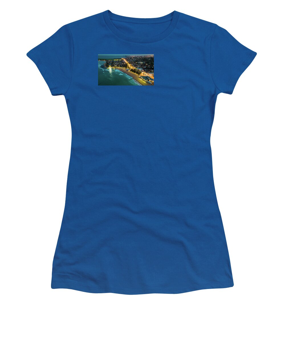 Clouds Women's T-Shirt featuring the photograph Sunset Panorama of the Northern Beaches of Sydney No 2 by Andre Petrov