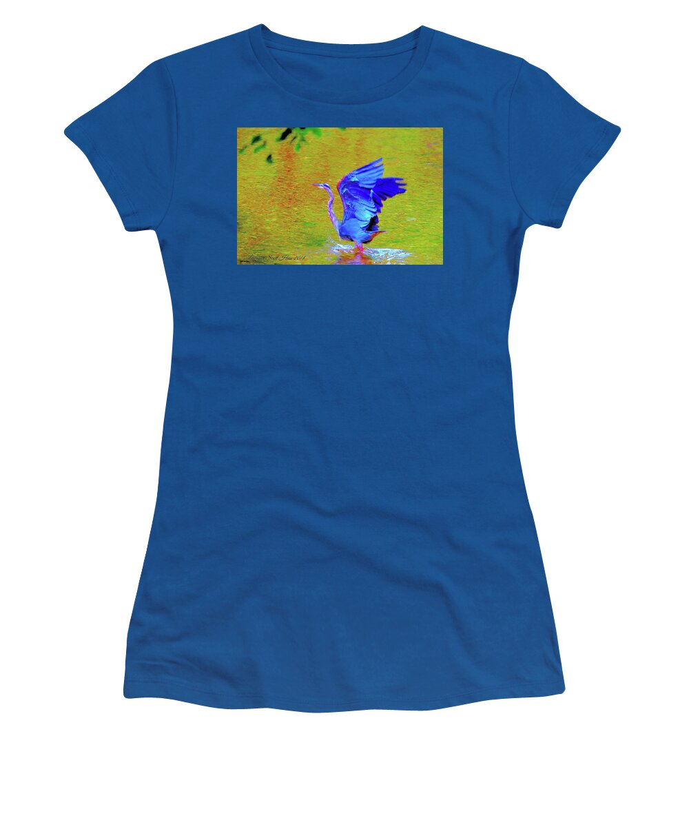 Bird Women's T-Shirt featuring the photograph The Blue Heron #1 by Lawrence Hess