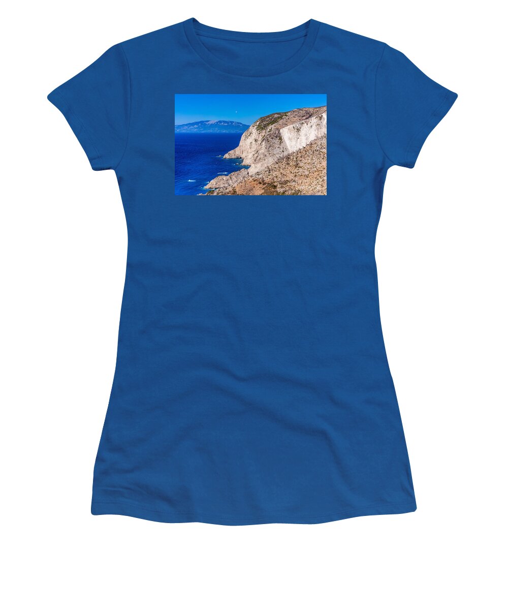 Greece Women's T-Shirt featuring the photograph Cliffs and Ioanian sea at Zakynthos, Greece. #2 by Michal Bednarek