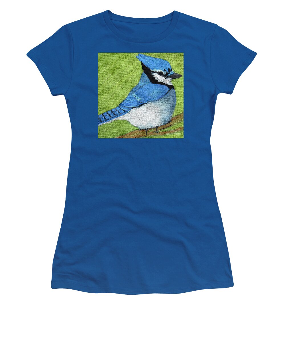Bird Women's T-Shirt featuring the painting 21 Blue Jay by Victoria Page
