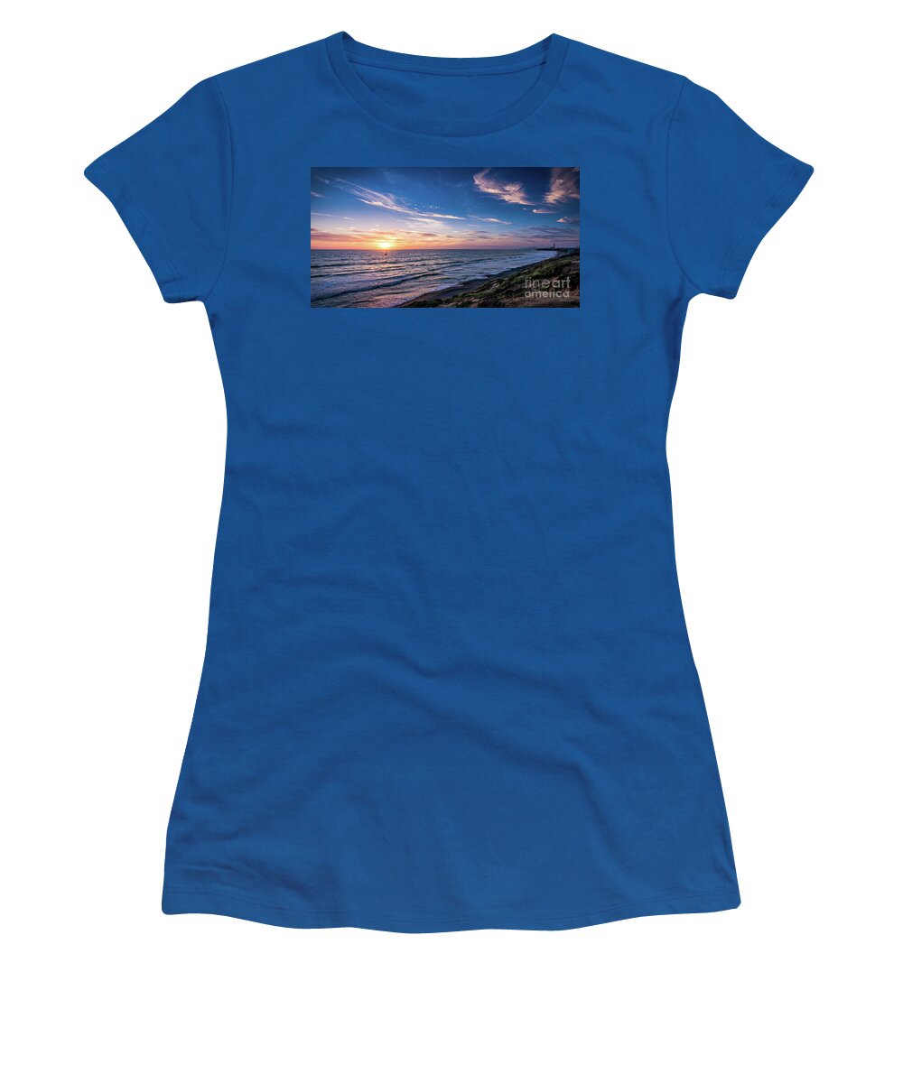 Beach Women's T-Shirt featuring the photograph A Glorious Sunset at North Ponto, Carlsbad State Beach by David Levin
