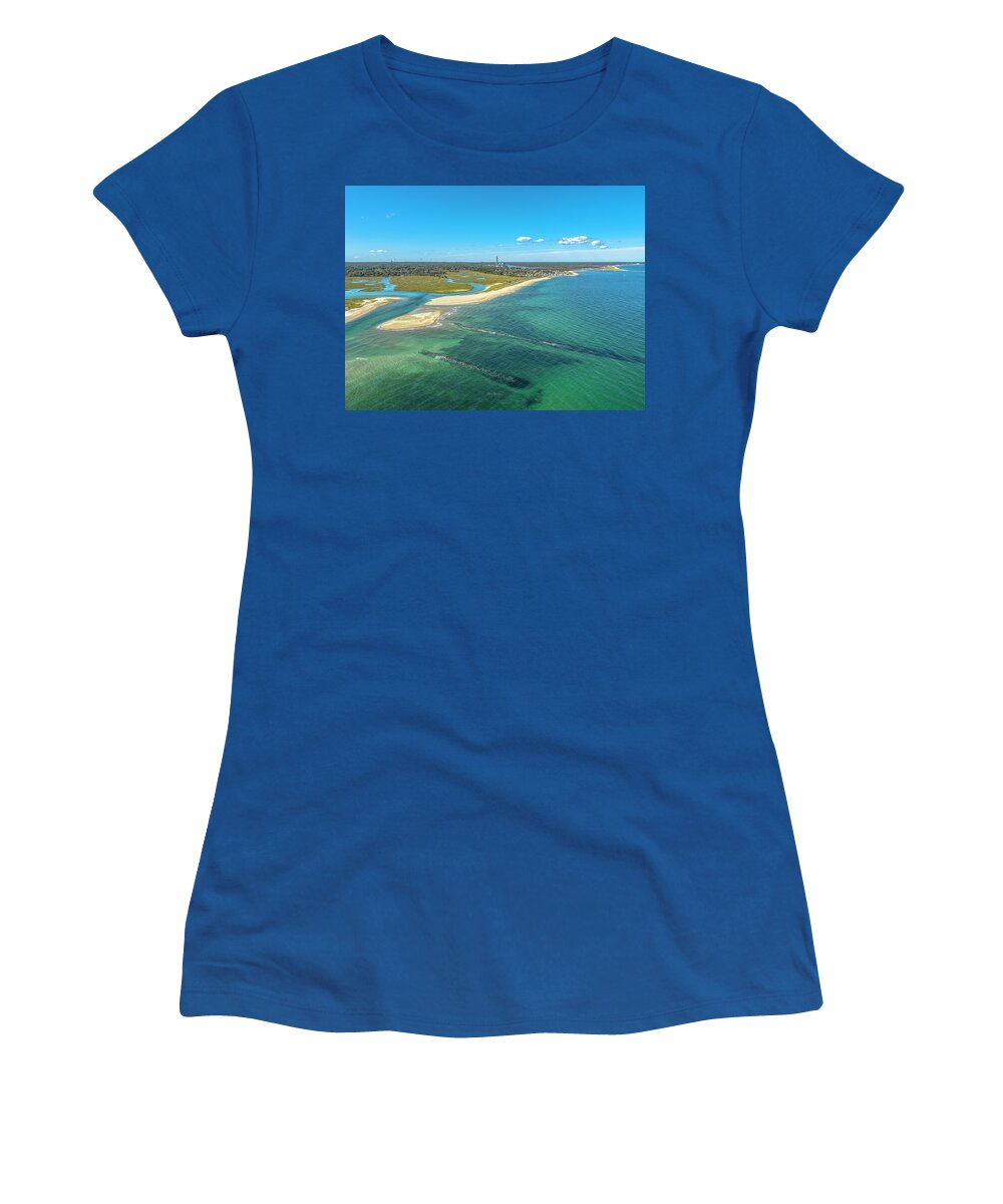 Breakwaters Women's T-Shirt featuring the photograph A Hidden View in Sandwich by Veterans Aerial Media LLC