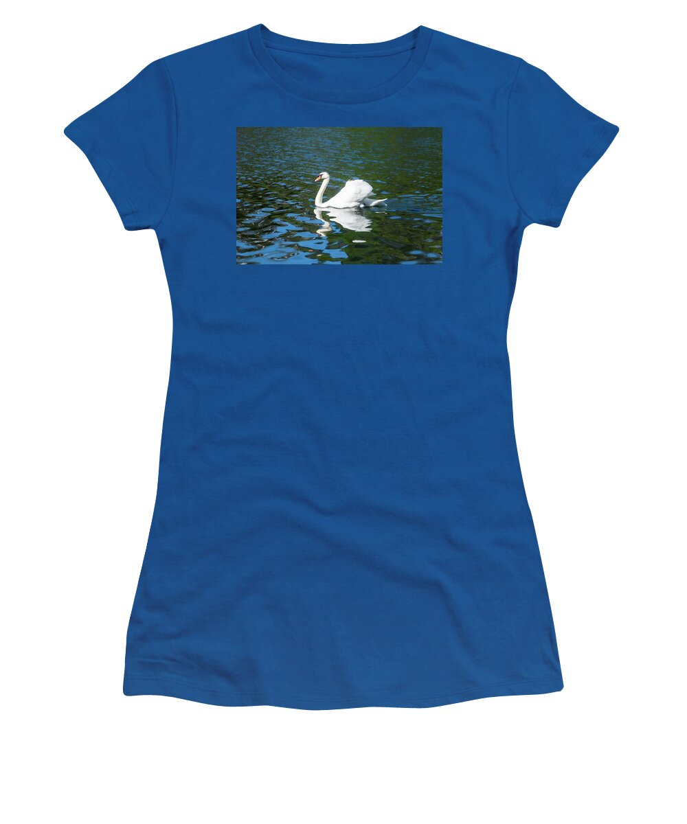 Swan Women's T-Shirt featuring the photograph A swan in a lake by Aarthi Arunkumar