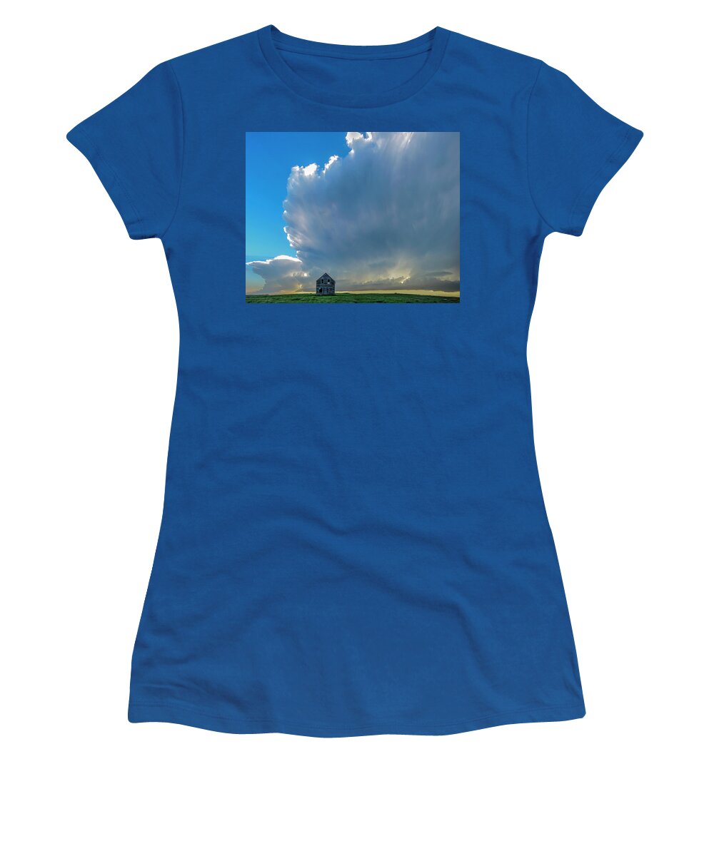 Storm Women's T-Shirt featuring the photograph Abandoned on the Northern Plains by Laura Hedien