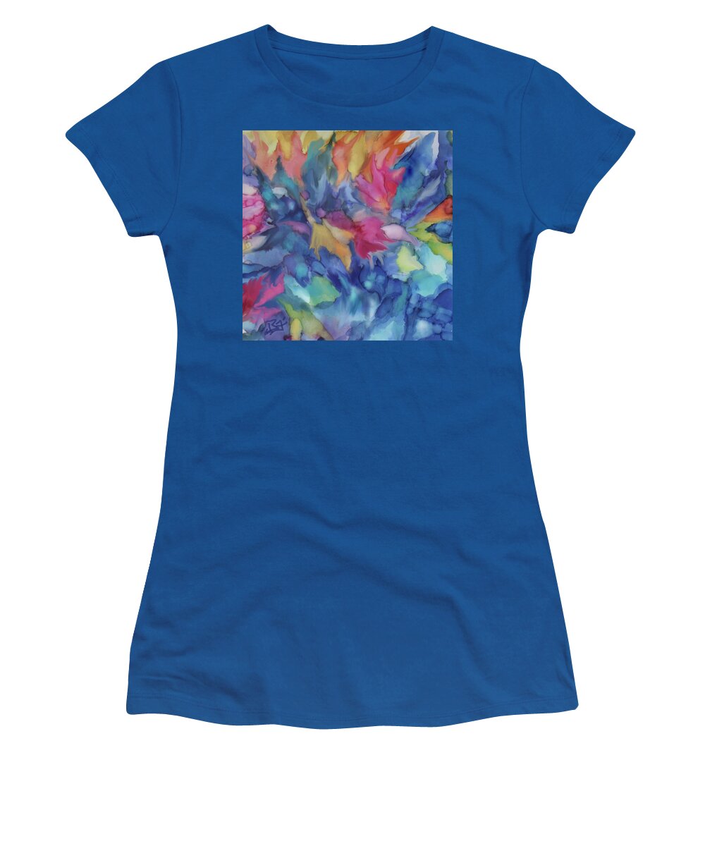 Alcohol Ink Women's T-Shirt featuring the painting Abstract #324 by Jean Batzell Fitzgerald