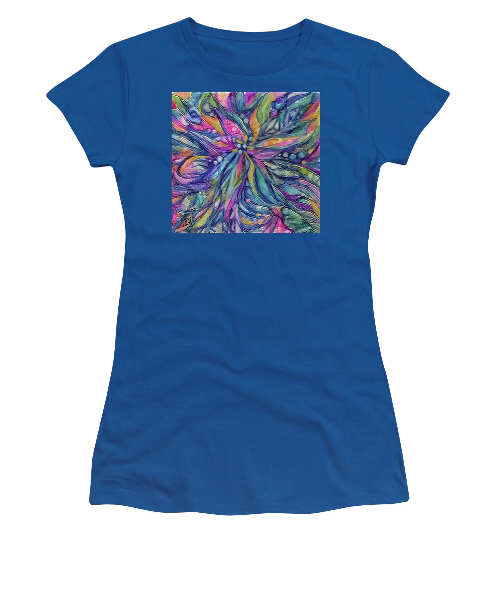 Abstract Flower Women's T-Shirt featuring the painting Abstract Flower by Jean Batzell Fitzgerald