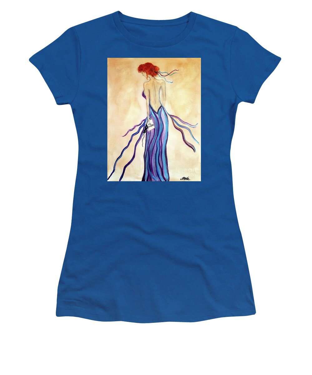Mask Women's T-Shirt featuring the painting After the Opera by Artist Linda Marie