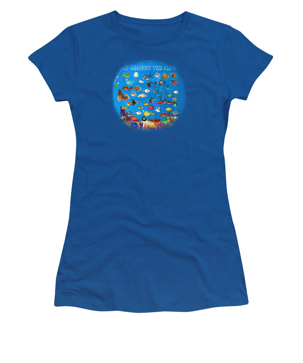 Christian Fish Women's T-Shirt featuring the mixed media Against the Flow by Dr Gali