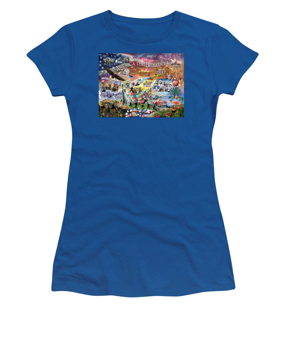 Freedom Women's T-Shirt featuring the digital art America the Beautiful by Evie Cook