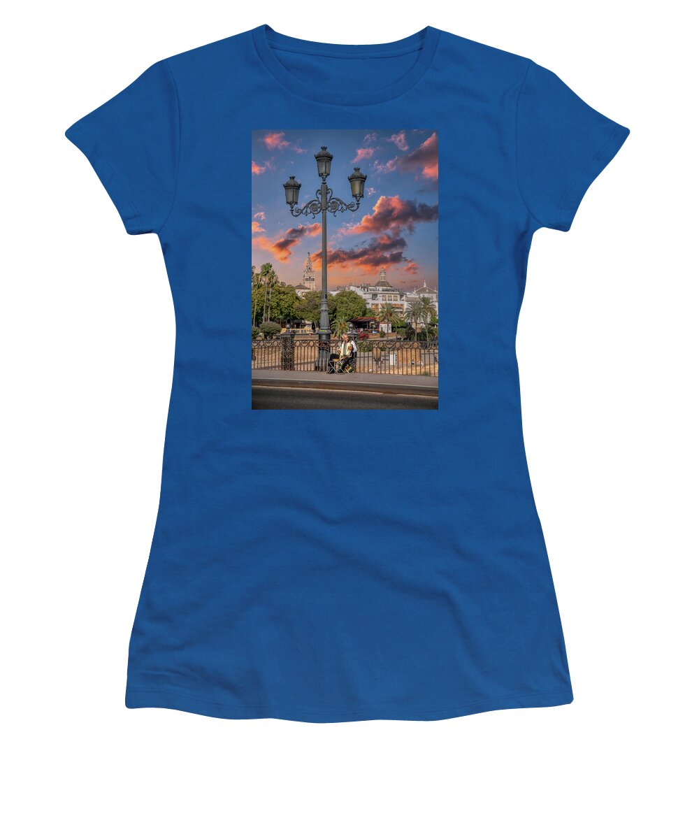 Sunset Women's T-Shirt featuring the photograph An Argentine in Seville by Micah Offman