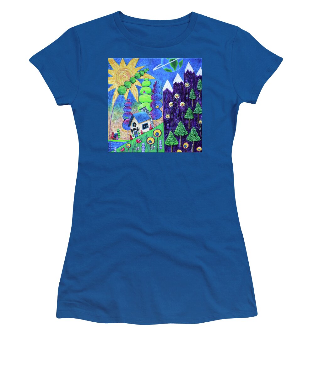 Dreamscape Women's T-Shirt featuring the painting Arcadia by Winona's Sunshyne