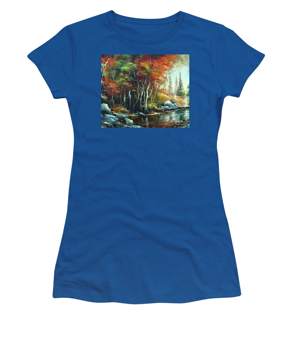 Landscape Women's T-Shirt featuring the painting Autumn Light by Michael Lang