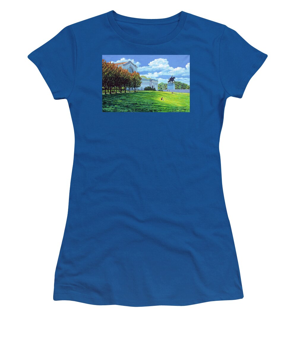 St. Louis Art Museum Women's T-Shirt featuring the painting Autumn On Art Hill by John Lautermilch