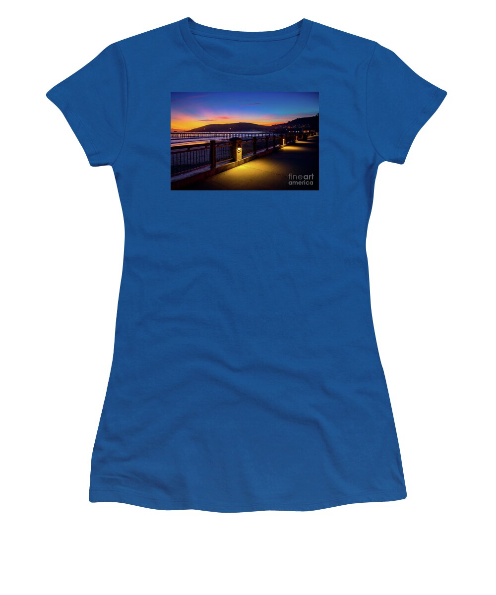 Sunset Women's T-Shirt featuring the photograph Avila Beach Walkway by Mimi Ditchie