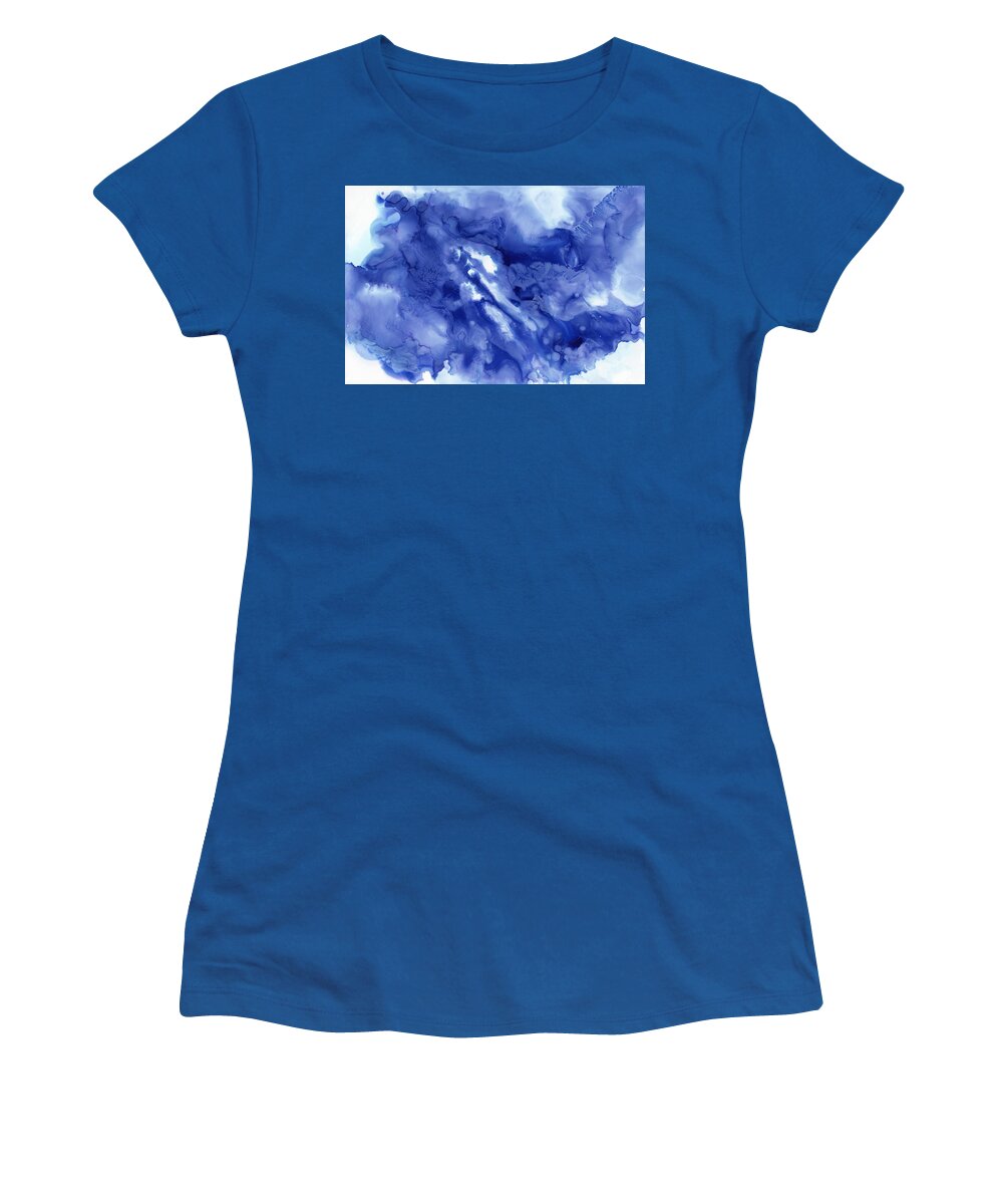 Blue Women's T-Shirt featuring the painting Blue Cloud by Christy Sawyer