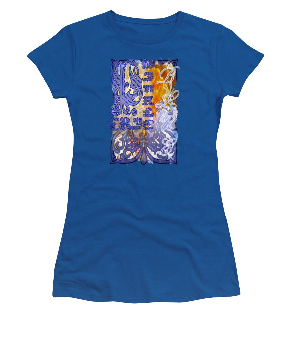 Blue Women's T-Shirt featuring the digital art Blue Periwinkle Collage Trending Color 2022 by Delynn Addams