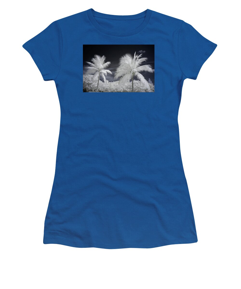 Tropical Women's T-Shirt featuring the photograph Blue Sky Infrared Palms by Luke Moore