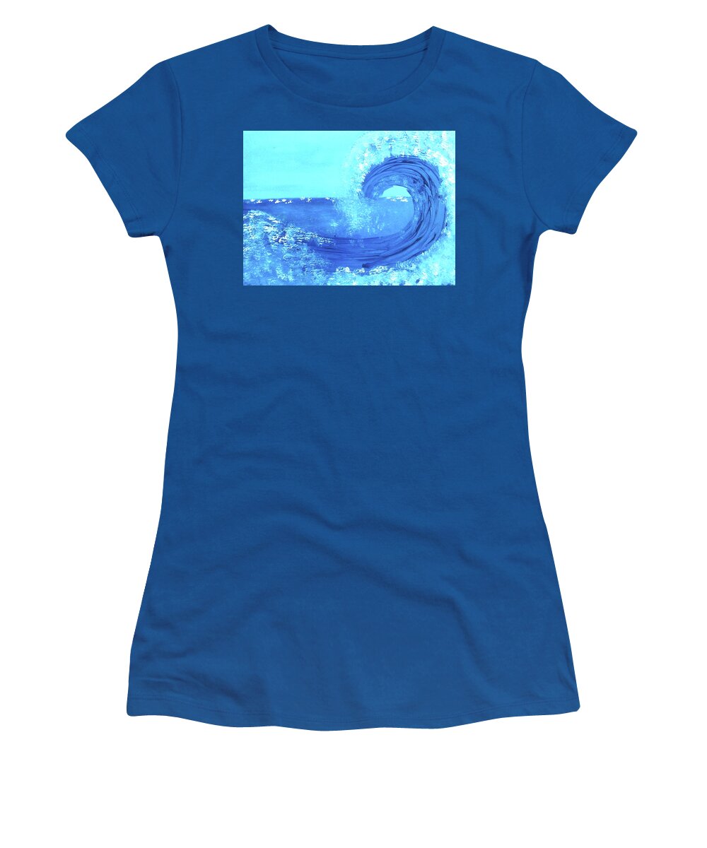 Blue Women's T-Shirt featuring the painting BlueWave by Anna Adams