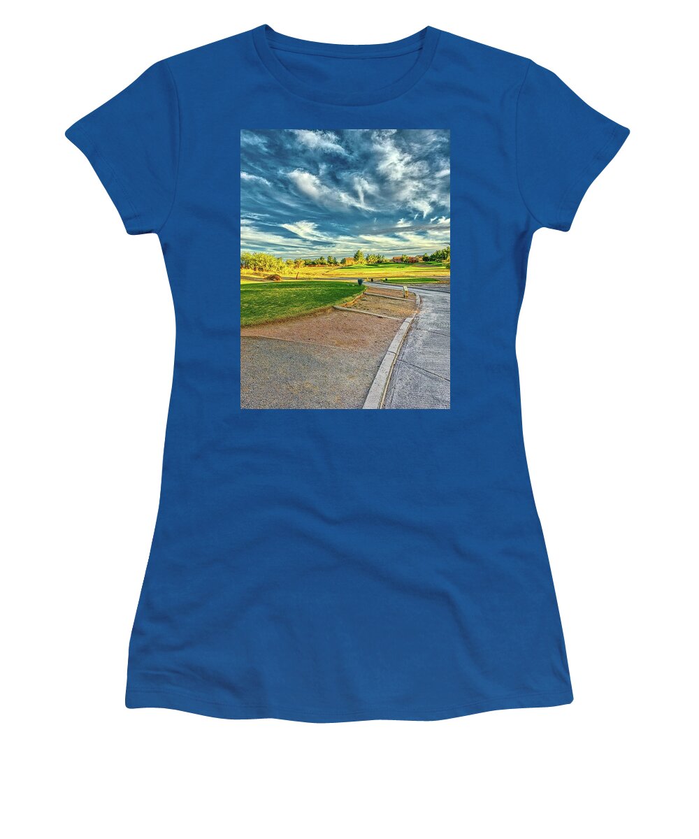 Golf Women's T-Shirt featuring the photograph Cart Path under Dramatic Sky by Chance Kafka