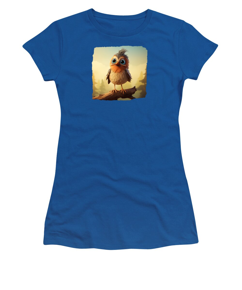Robin Women's T-Shirt featuring the digital art Cartoon Robin by Elisabeth Lucas
