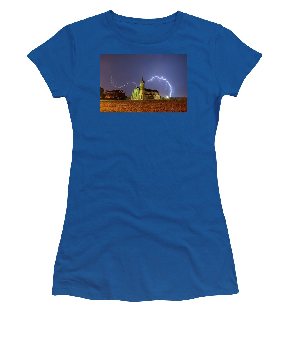 Church Women's T-Shirt featuring the photograph Cathedral Lightning by Marcus Hustedde