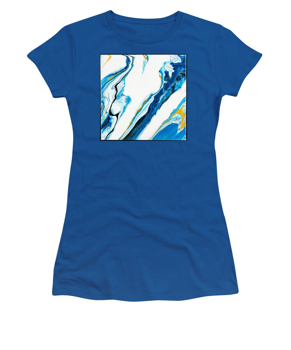 Abstract Women's T-Shirt featuring the digital art Ciniru - Colorful Flowing Liquid Marble Abstract Contemporary Acrylic Painting by Sambel Pedes