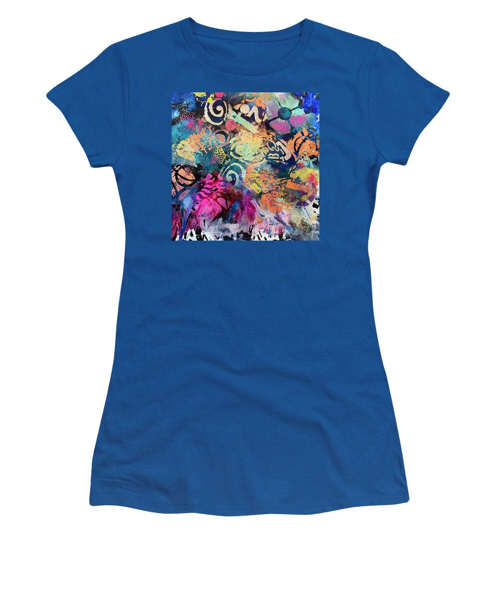 Abstract Women's T-Shirt featuring the painting Colorful Glitter by Tommy McDonell