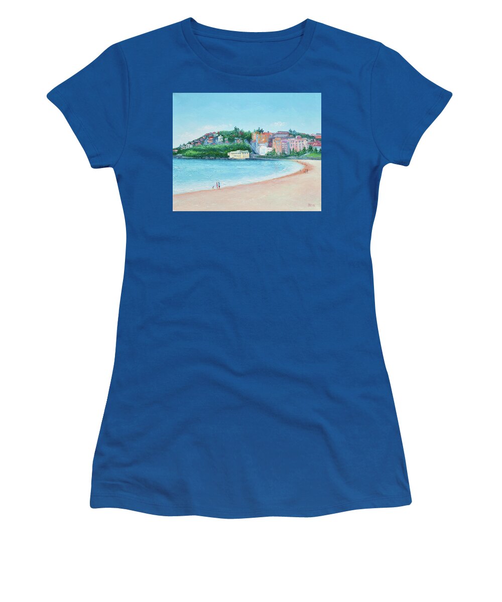 Coogee Beach Women's T-Shirt featuring the painting Coogee Beach Sydney by Jan Matson