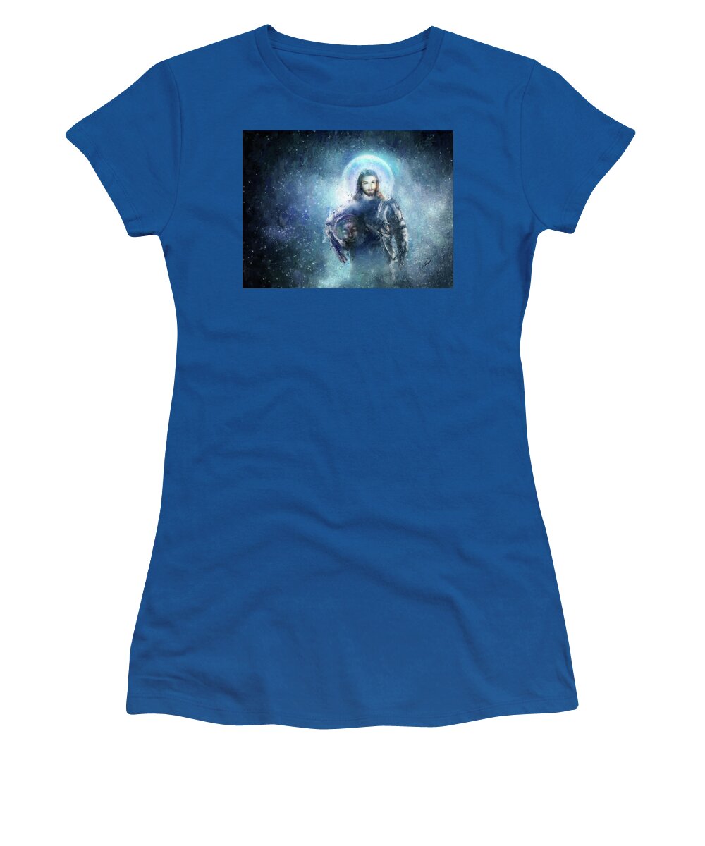 Cosmic Buddha Women's T-Shirt featuring the painting Spaceman - original artwork by Vart by Vart