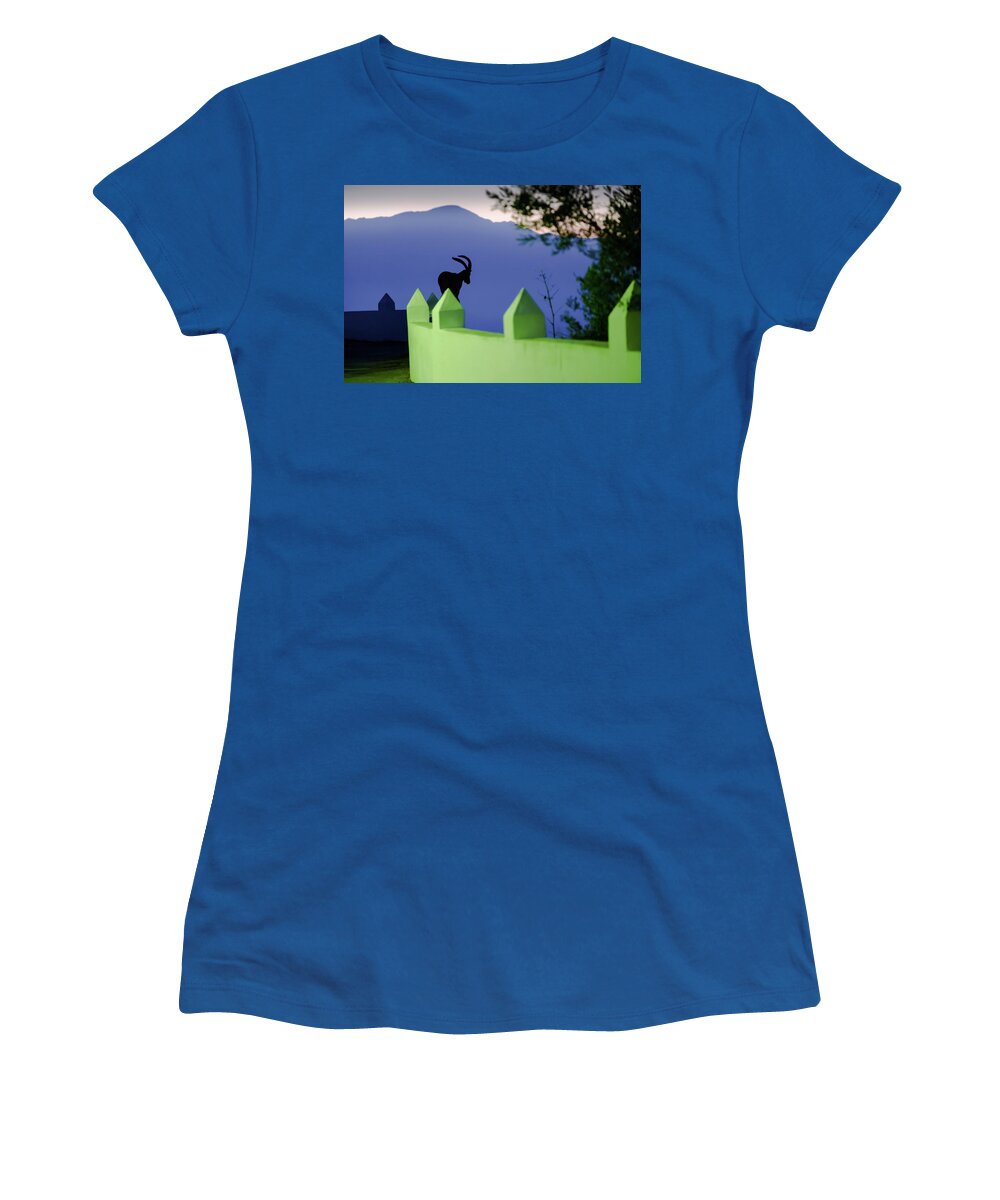 Ibex Women's T-Shirt featuring the photograph Dawn patrol on the Moorish watchtower by Gary Browne