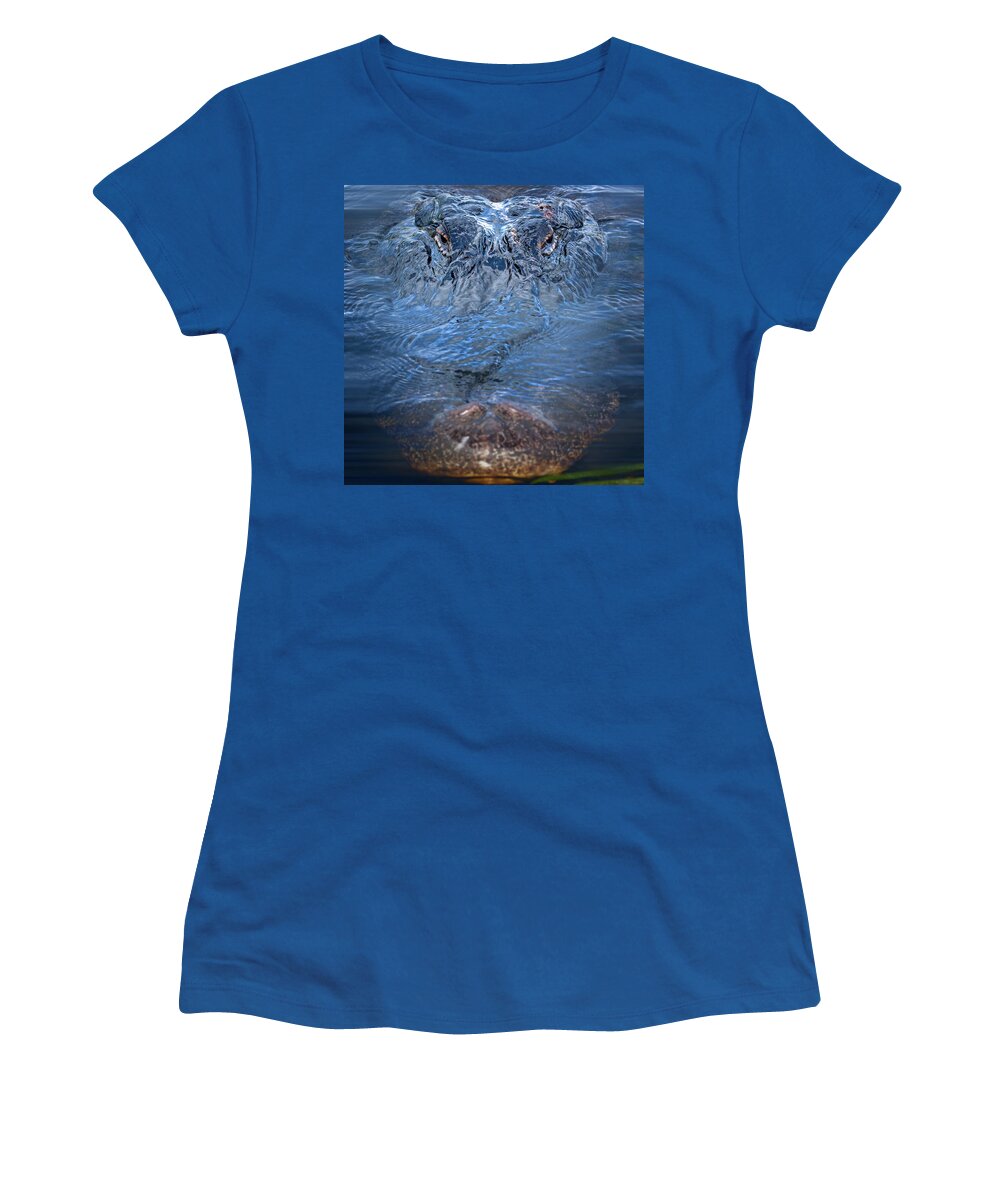 Alligator Women's T-Shirt featuring the photograph Don't Feed the Alligator by Mark Andrew Thomas