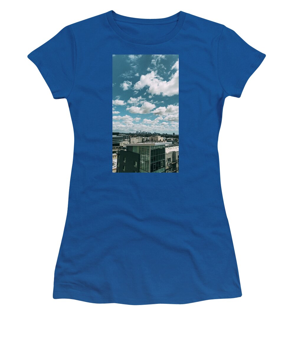 Downtown Los Angeles Picturesque Skyline Women's T-Shirt featuring the photograph Downtown Los Angeles Picturesque Skyline by Jera Sky
