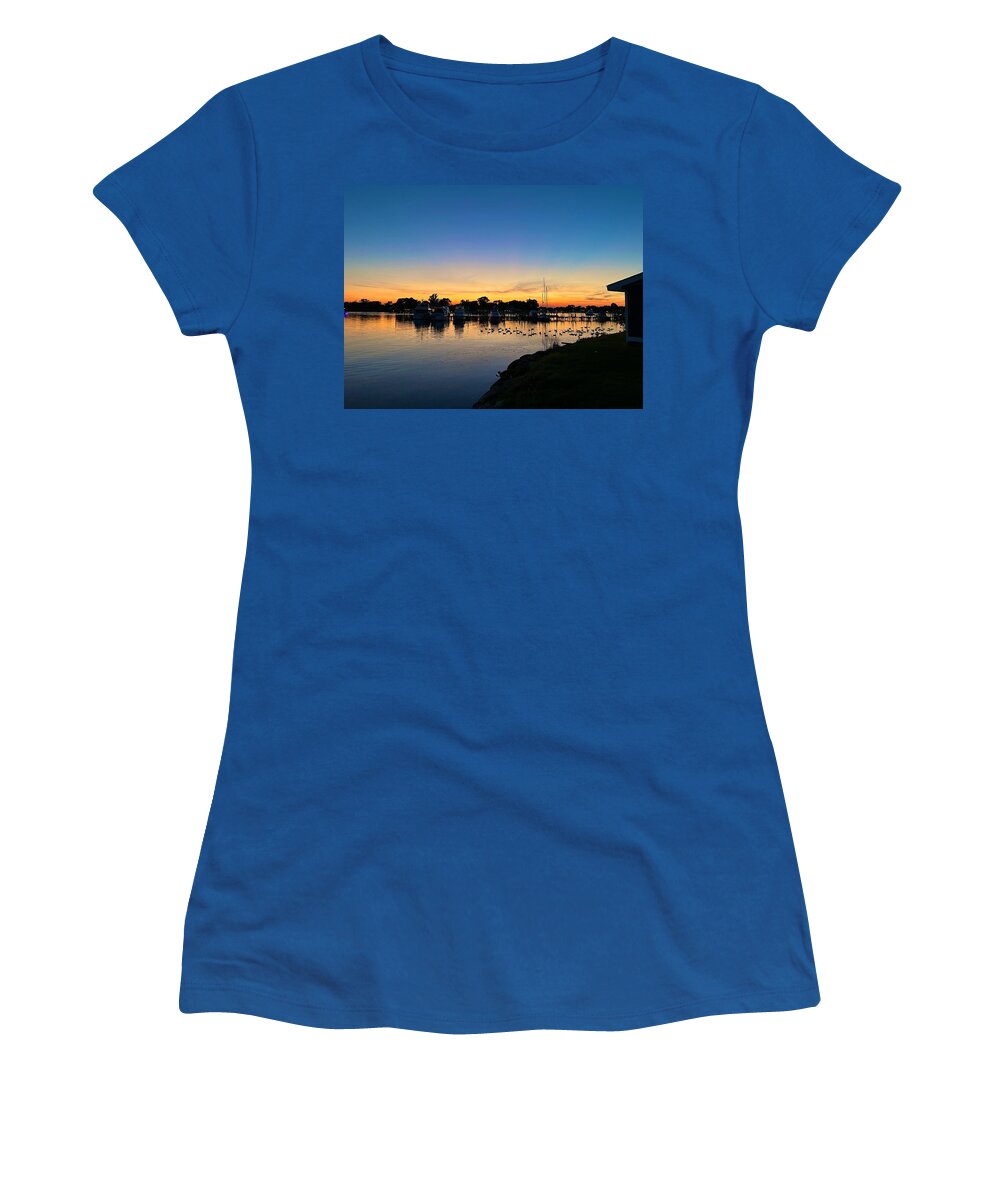 Ducks Women's T-Shirt featuring the photograph Ducks at Dusk by Chris Montcalmo