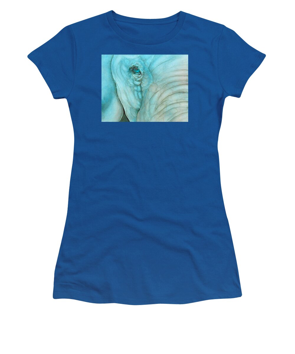 Elephant Women's T-Shirt featuring the digital art Elephant's Eye with a Soft Touch by Kelly Mills