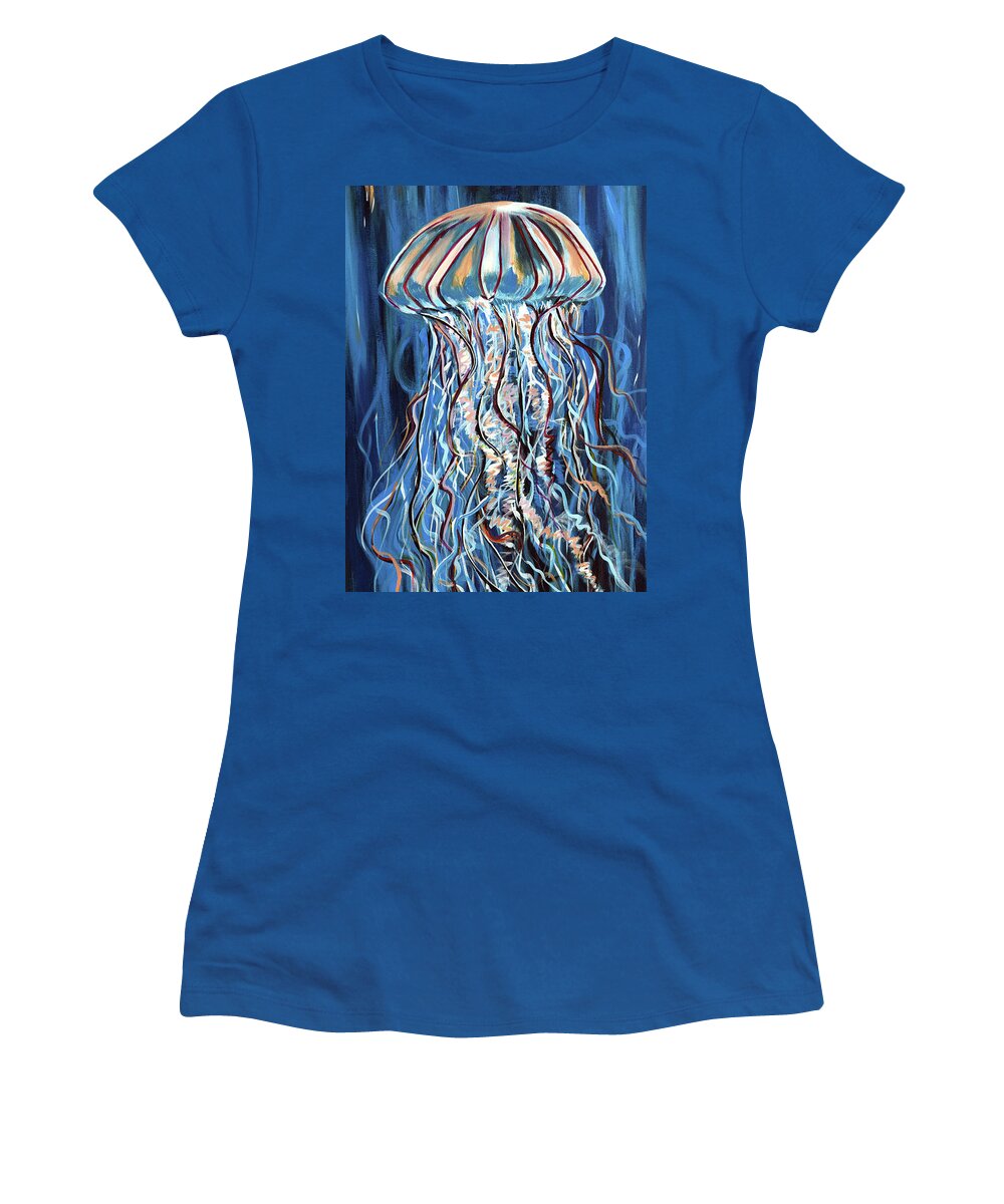 Jellyfish Women's T-Shirt featuring the painting Exotic Jellyfish by Chiquita Howard-Bostic