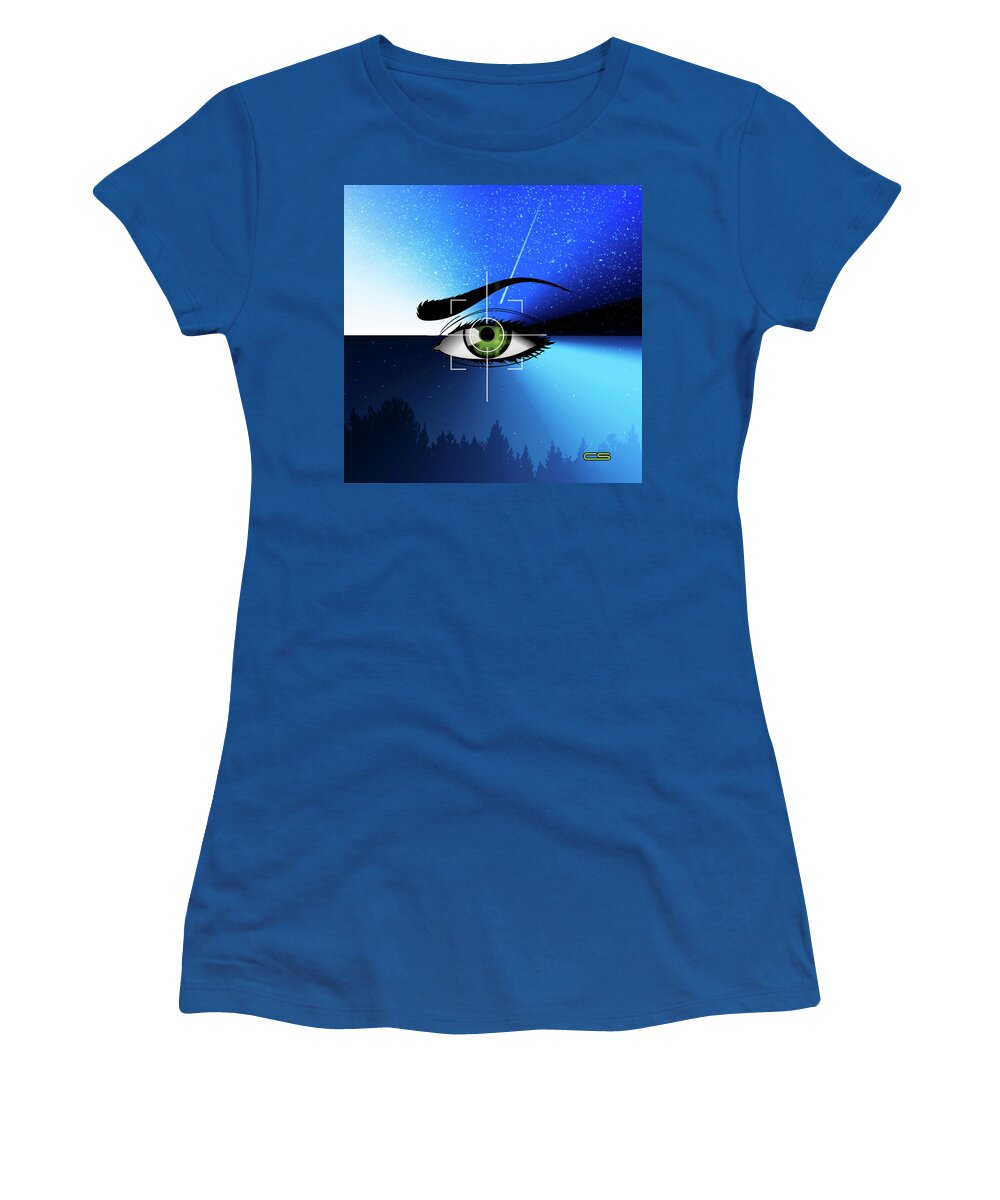 Staley Women's T-Shirt featuring the digital art Eye in the Sky by Chuck Staley