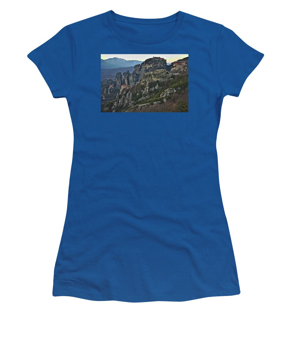 Meteora Women's T-Shirt featuring the photograph Fall evening in Meteora by Sean Hannon