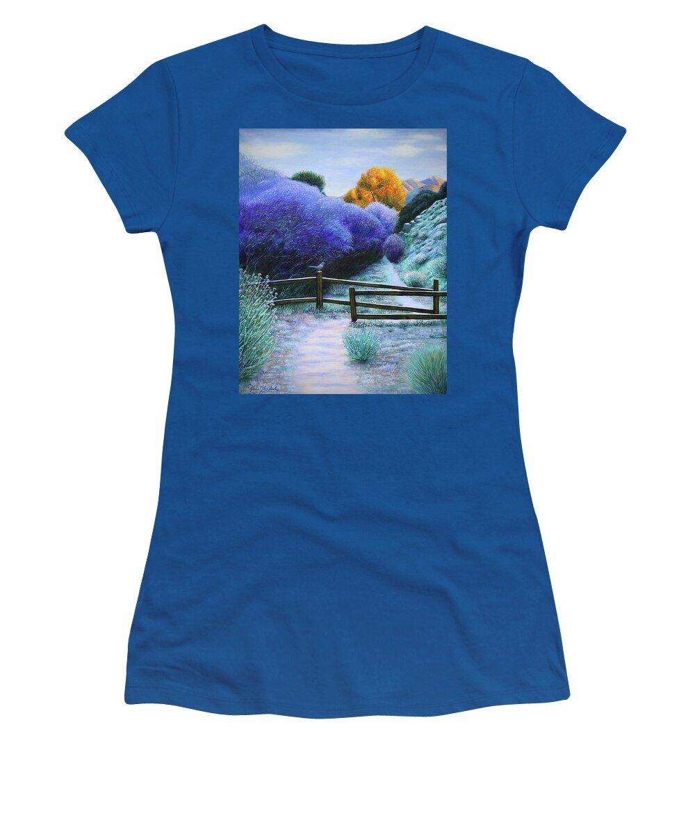 Kim Mcclinton Women's T-Shirt featuring the painting First Frost on the Mesquite Trail by Kim McClinton