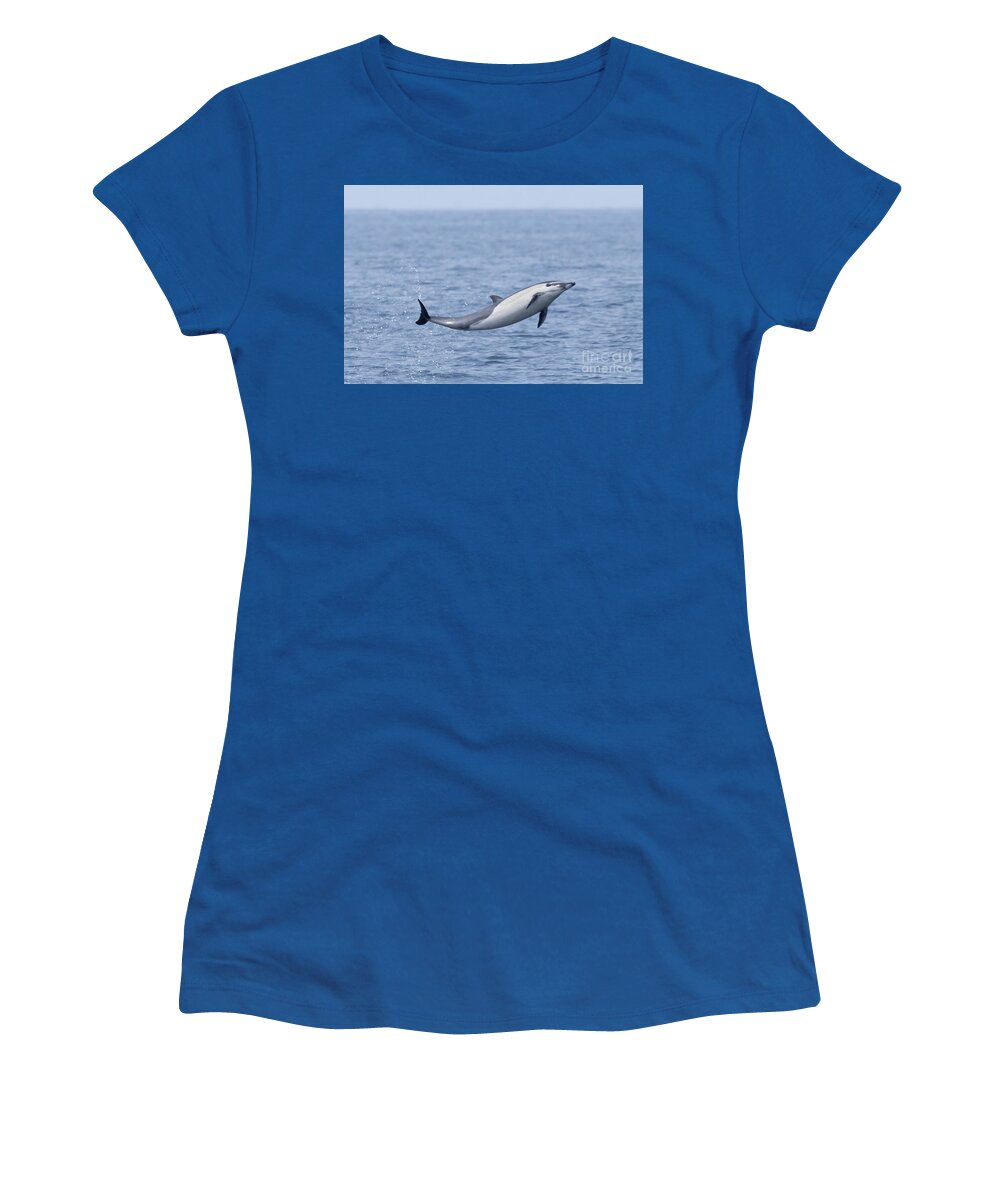Danawharf Women's T-Shirt featuring the photograph Flying Common Dolphin by Loriannah Hespe