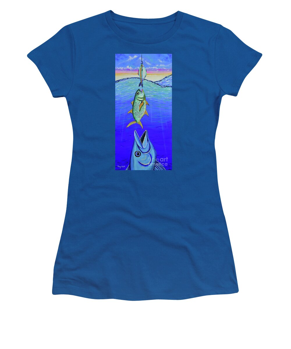 Fish Women's T-Shirt featuring the painting Food Chain by Mary Scott