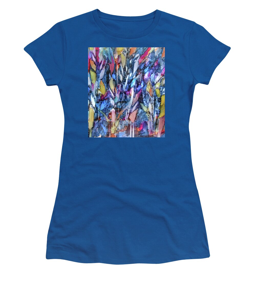 Abstract Forest Women's T-Shirt featuring the painting Forest 17 by Jean Batzell Fitzgerald