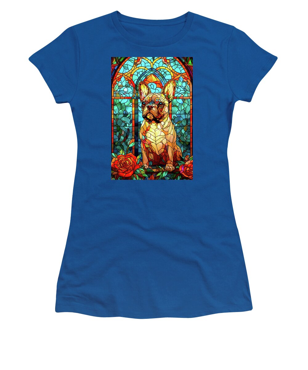 French Bulldog Women's T-Shirt featuring the digital art French Bulldog - Stained Glass by Peggy Collins