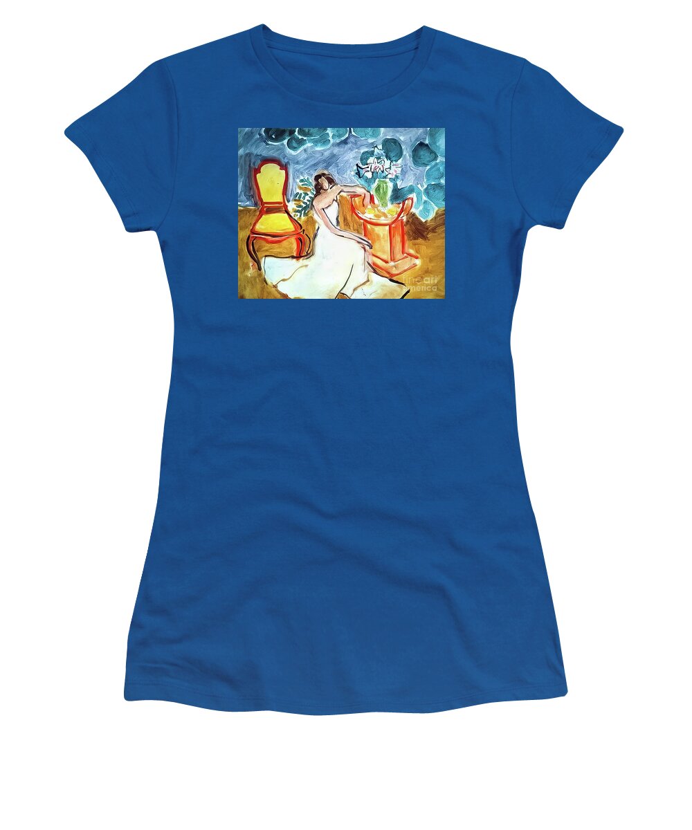 Girl Women's T-Shirt featuring the painting Girl in a White Dress by Henri Matisse 1941 by Henri Matisse