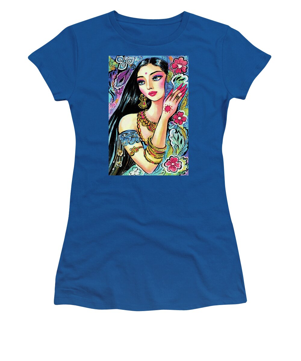 Beautiful Indian Woman Women's T-Shirt featuring the painting Gita by Eva Campbell